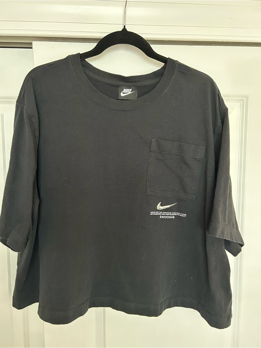 Nike Black Short-Sleeve Pocket Tee with Swoosh